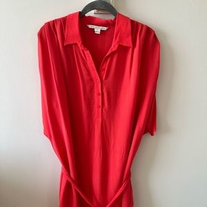 Diane Von Furstenberg Coral Red Karin Dress Sz 10